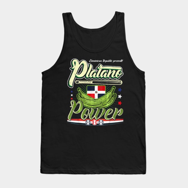 Dominican Republic Baseball Platano Power Flag Tank Top by Vigo